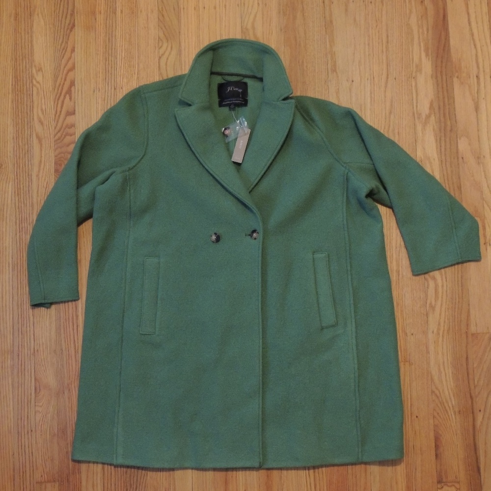 J Crew Italian Boiled Wool Coat Green Size 22 NEW